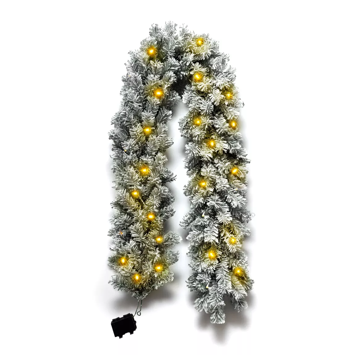 Guirlande de sapin lumineuse (180 cm - D25) Royal Vert enneigé et blanc chaud