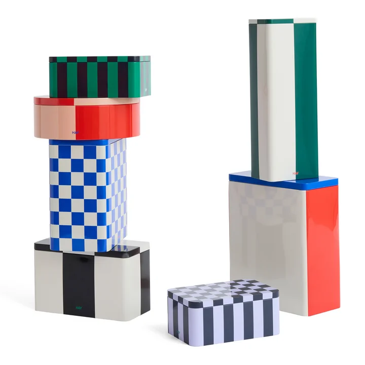 HAY - Tin Container slim, grün / off-white