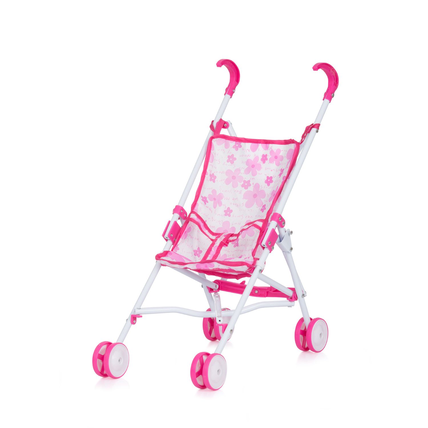 Chipolino, Puppenbuggy Didi, mit Doppelrädern, zusammenklappbar, Sicherheitsgurt rosa Blumen