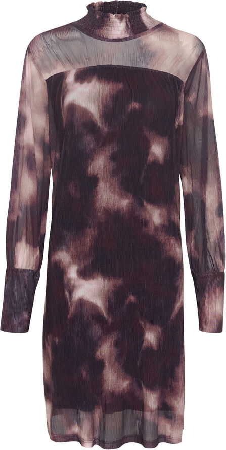Cream CROlly Turtleneck Dress Rum raisin faded print