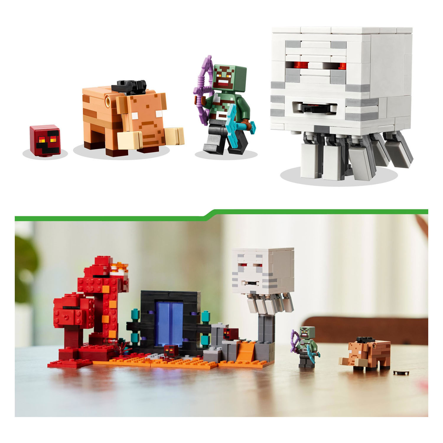 LEGO Minecraft 21255 Hinderlaag bij het Nether-Portaal
