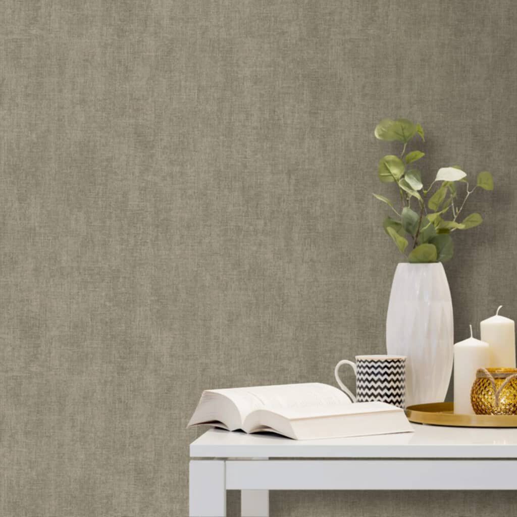 DUTCH WALLCOVERINGS Glad behang, grijsbruin
