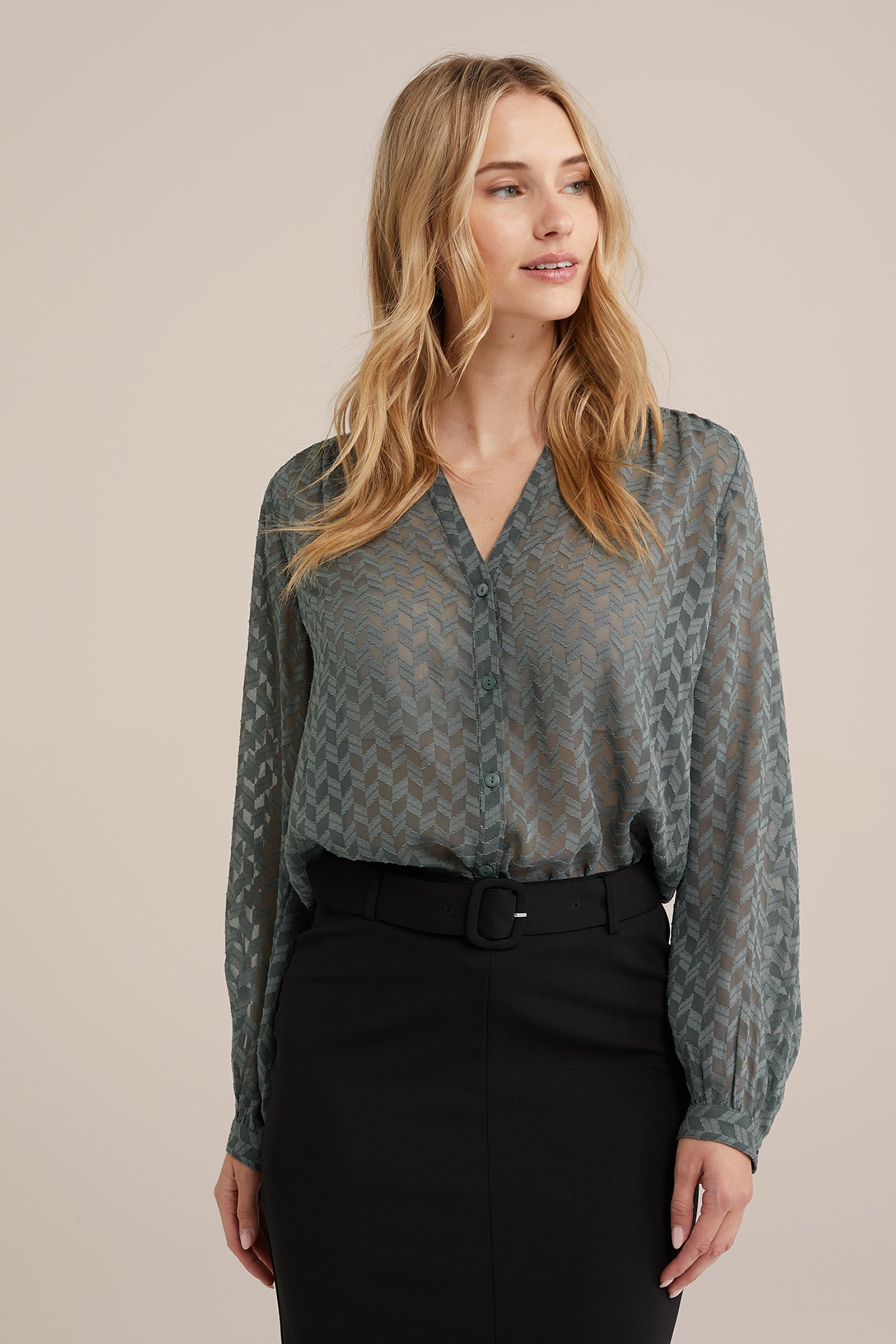 blouse met dessin WE Fashion Zeegroen