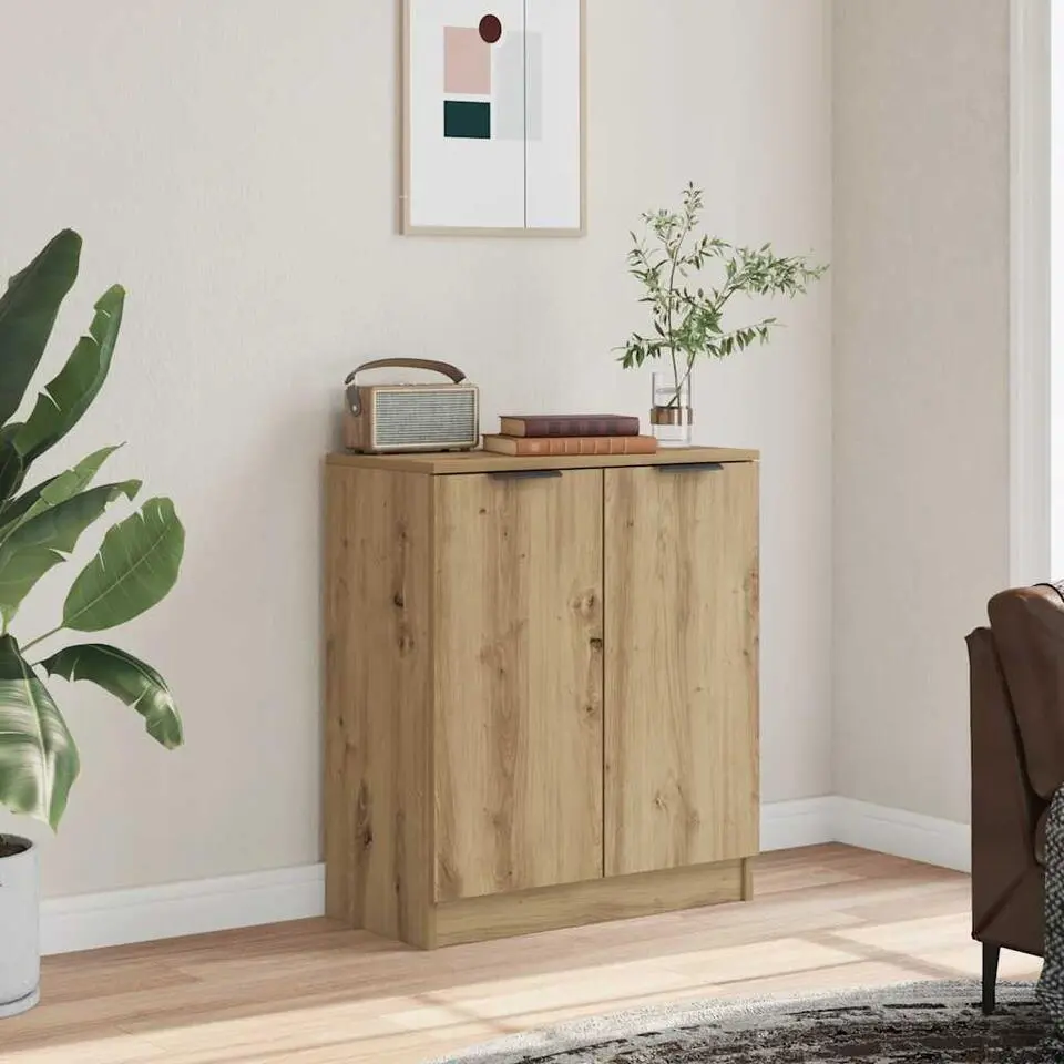 vidaXL - Dressoir met 2 deuren - Artisanaal eiken - Bewerkt hout - 60x30x70 cm