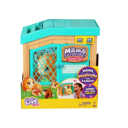 Little Live Pets – Mama Surprise | Mama-Meerschweinchen mit Stall und 3 Überraschungsbabys