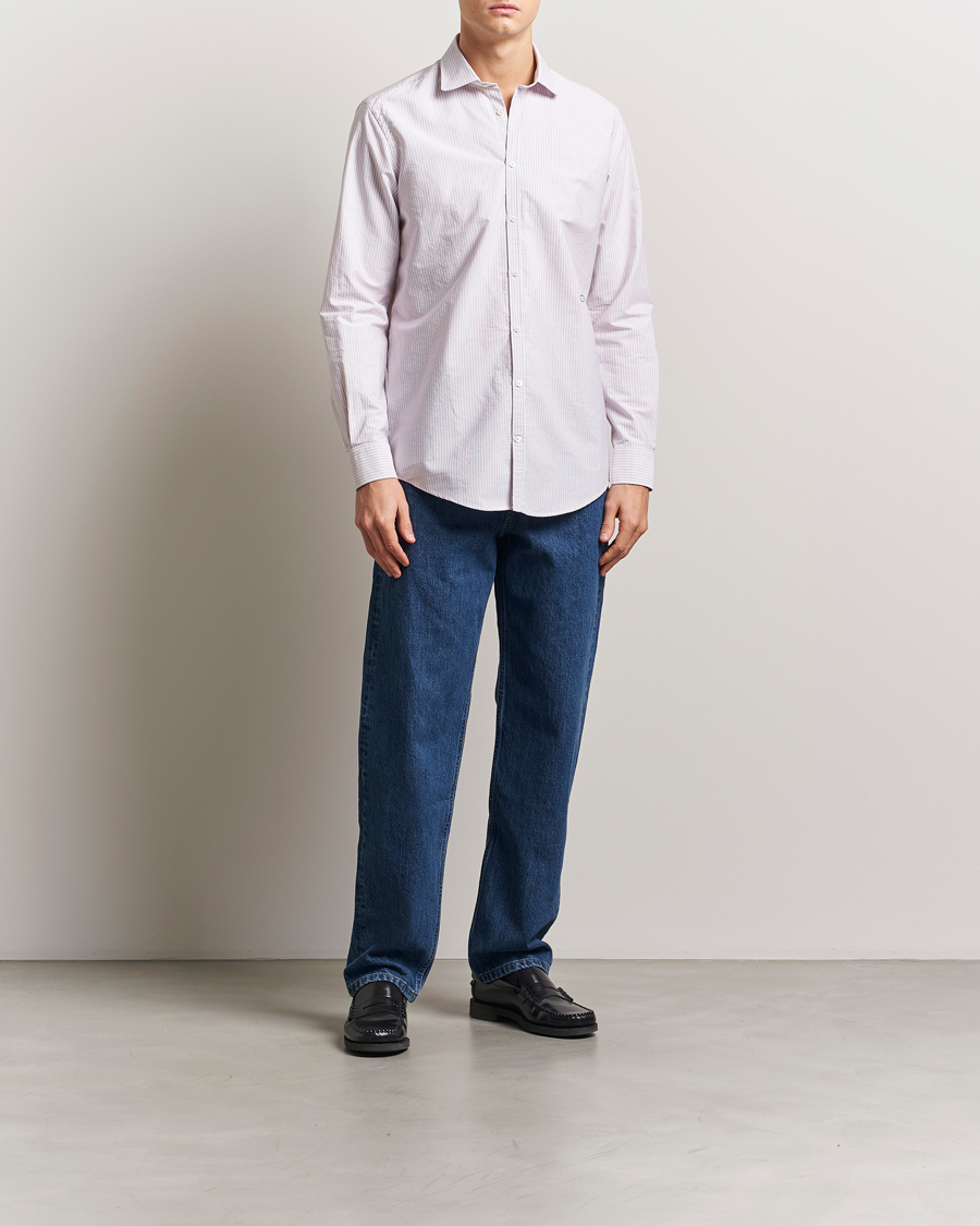 Massimo Alba Canary Striped Cotton Shirt Blue/Red