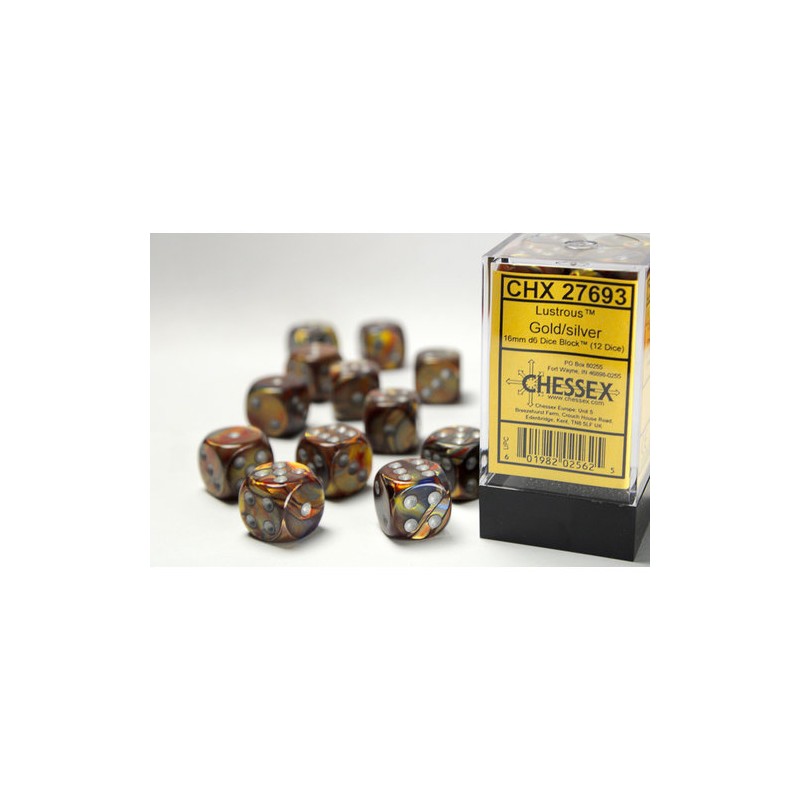 Pack de 12 dés D6 * lustrous * OR