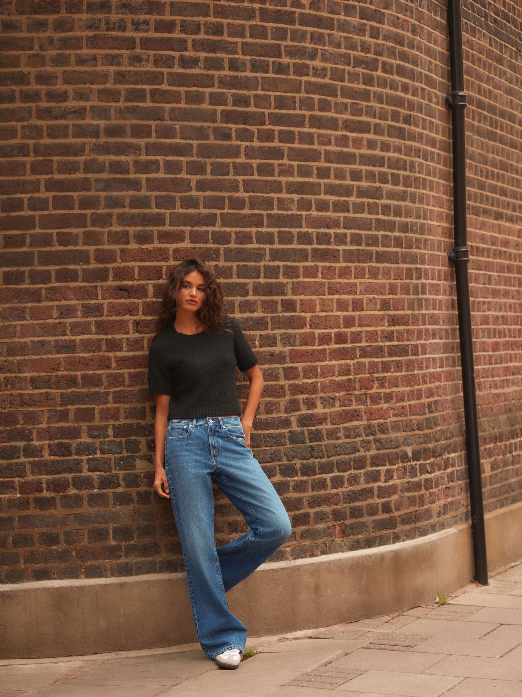 Blauw - Relaxte bootcut jeans van 100% katoen