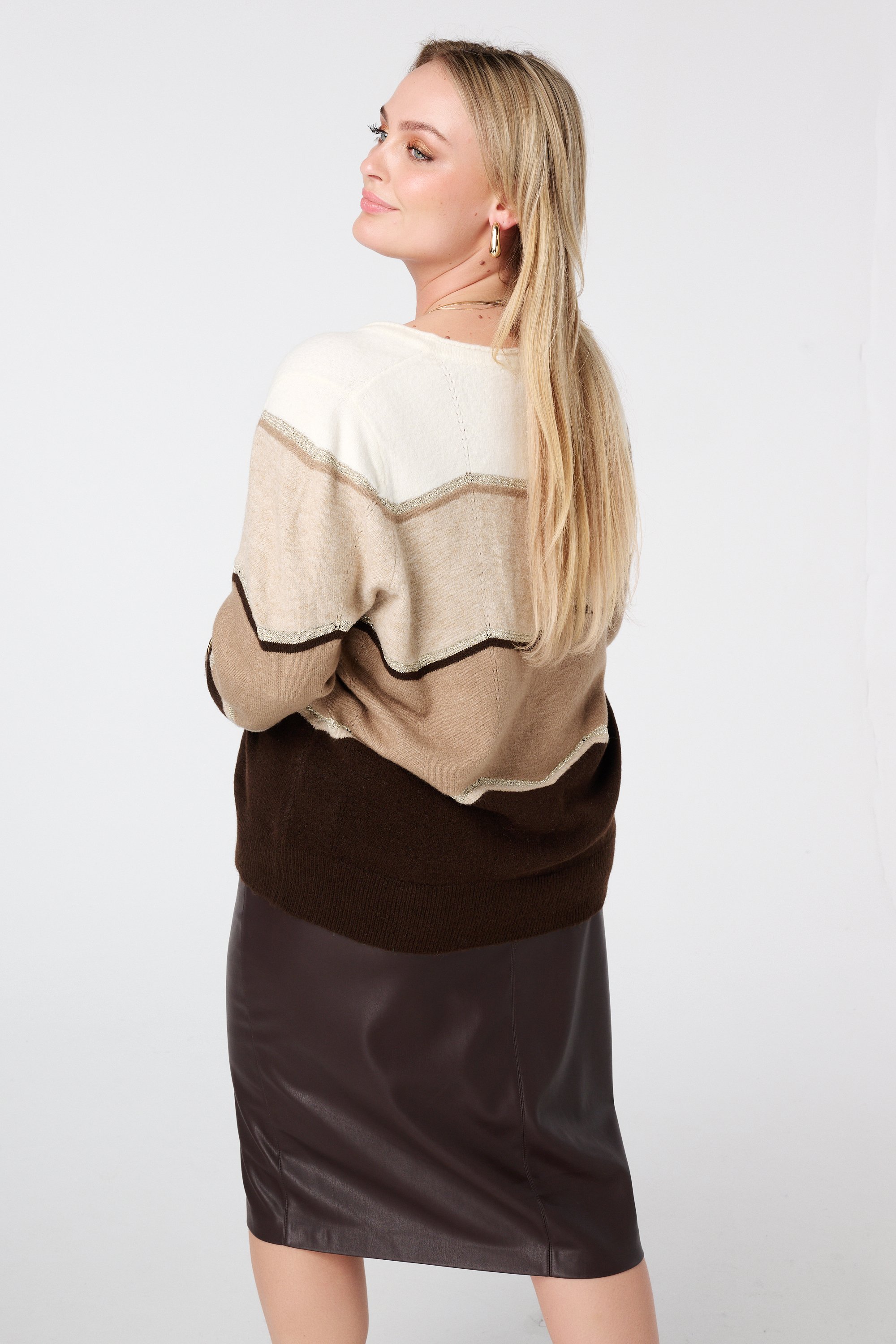 Trui met print en lurex Multi Neutraal