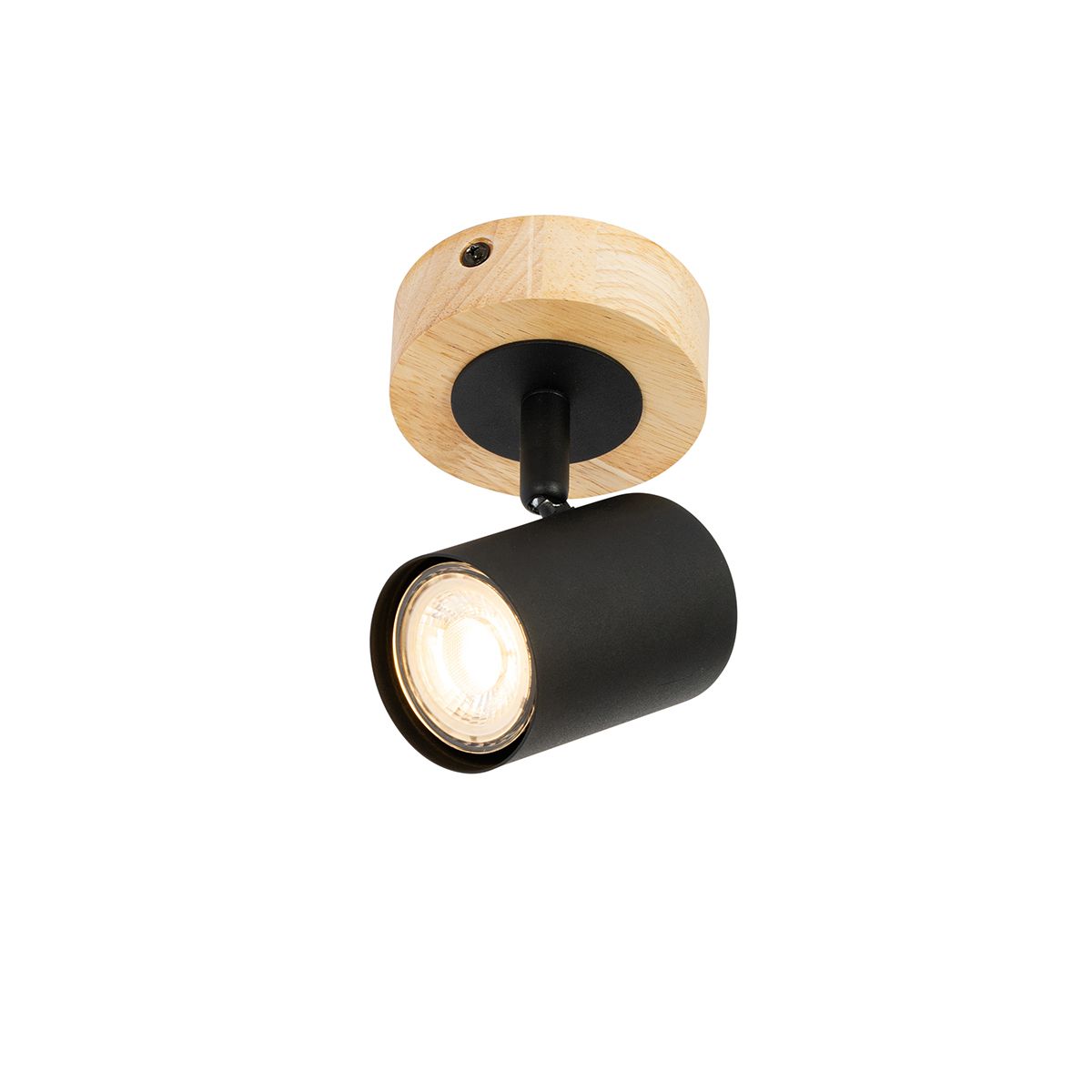 Moderne spot zwart met hout kantelbaar - Jeana