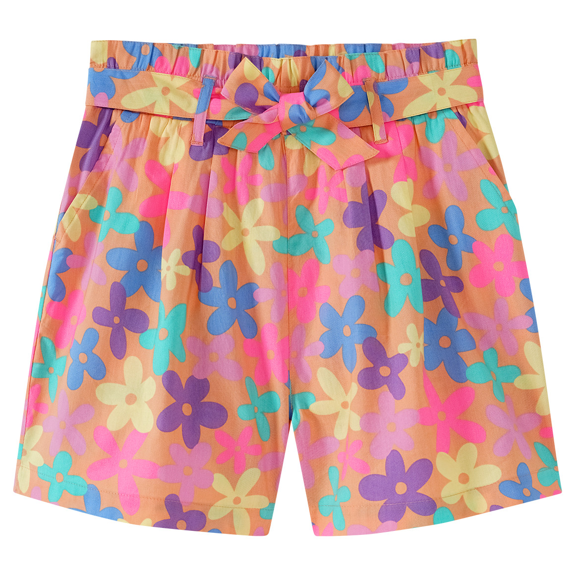 Yigga Mädchen Shorts mit bunten Blumen hellorange