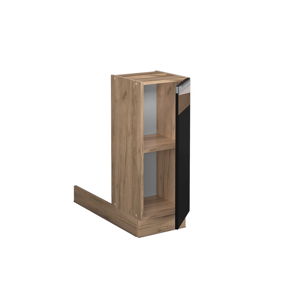 Vicco Regalinselunterschrank Küchenschrank Küchenmöbel Fame-Line Eiche Schwarz 30 cm modern Hochglanz