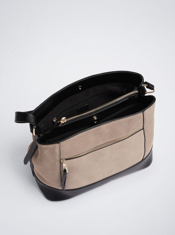Bolsa de ombro em camurça crua