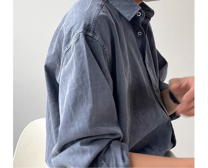 Omozando - Denim overhemd met lange mouwen