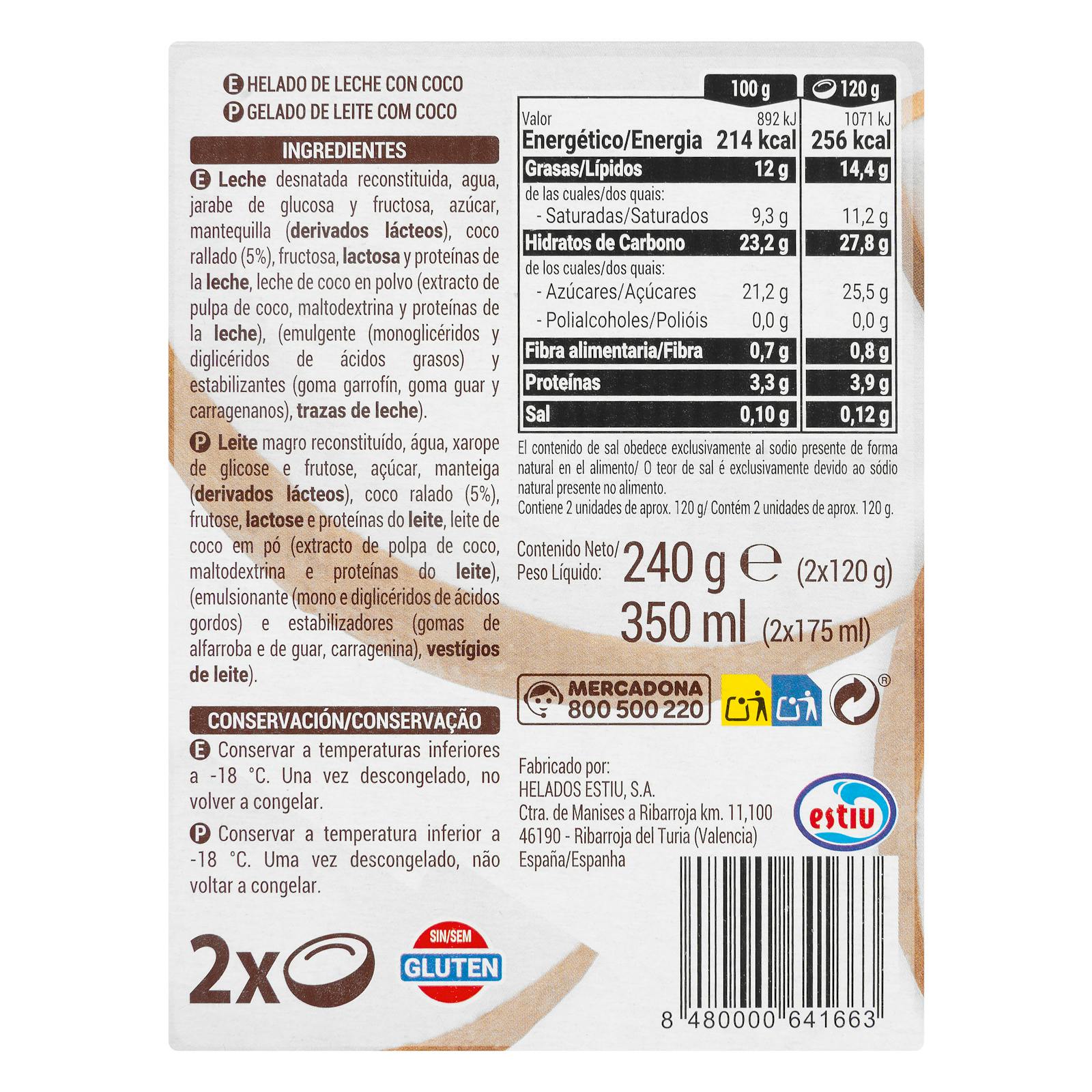 Demi-noix de coco surgelées Hacendado