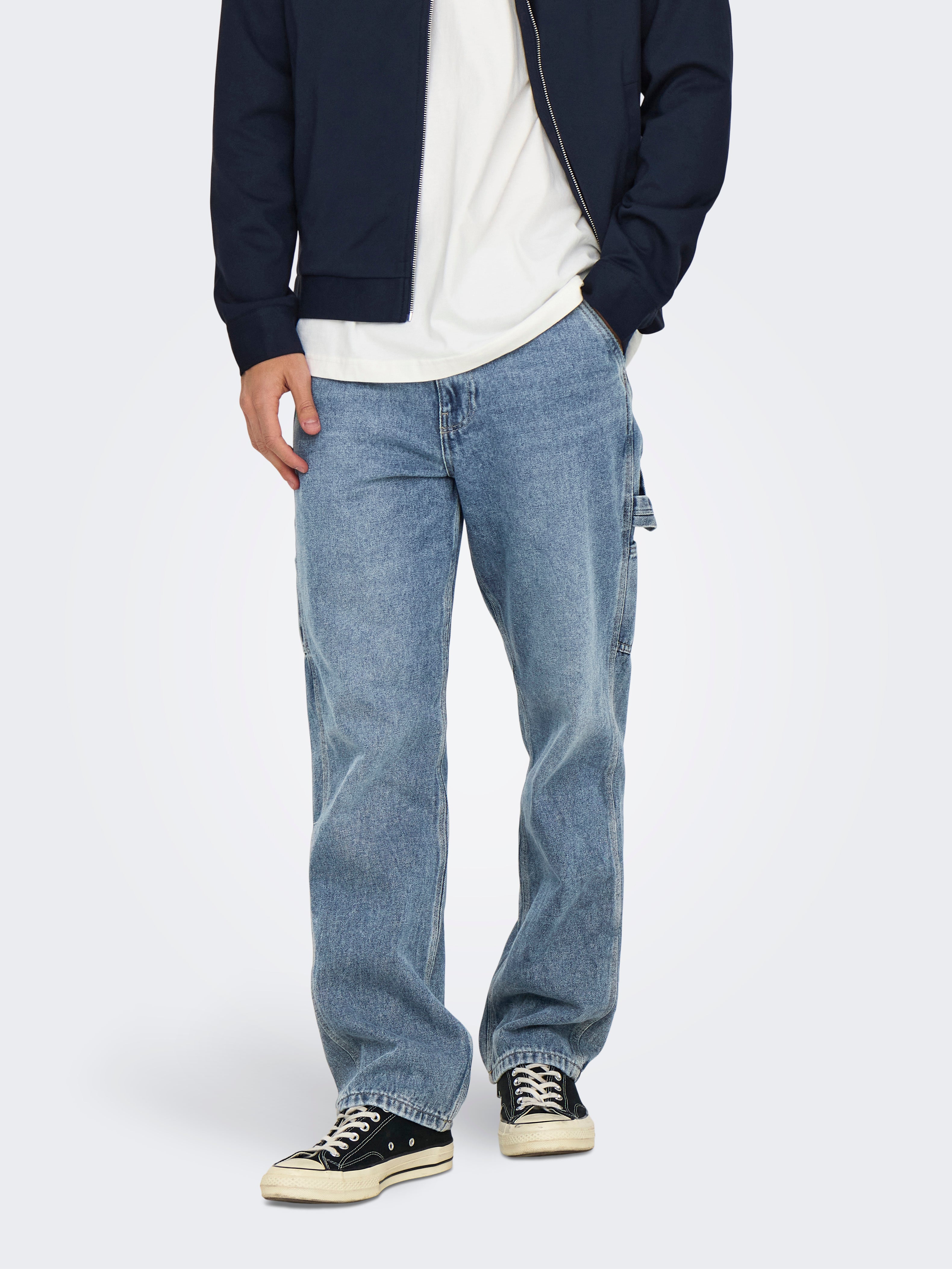 ONSEDGE Mittlere Taille Gerade geschnitten Jeans Light Blue Denim
