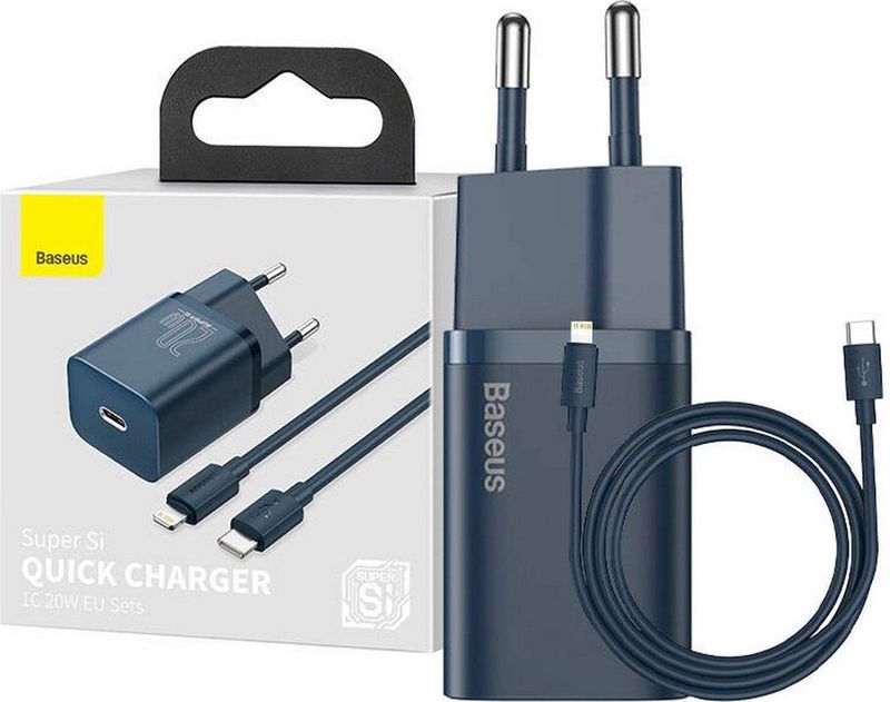 Baseus Snellader 20W PD - 1 Meter Kabel - Blauw