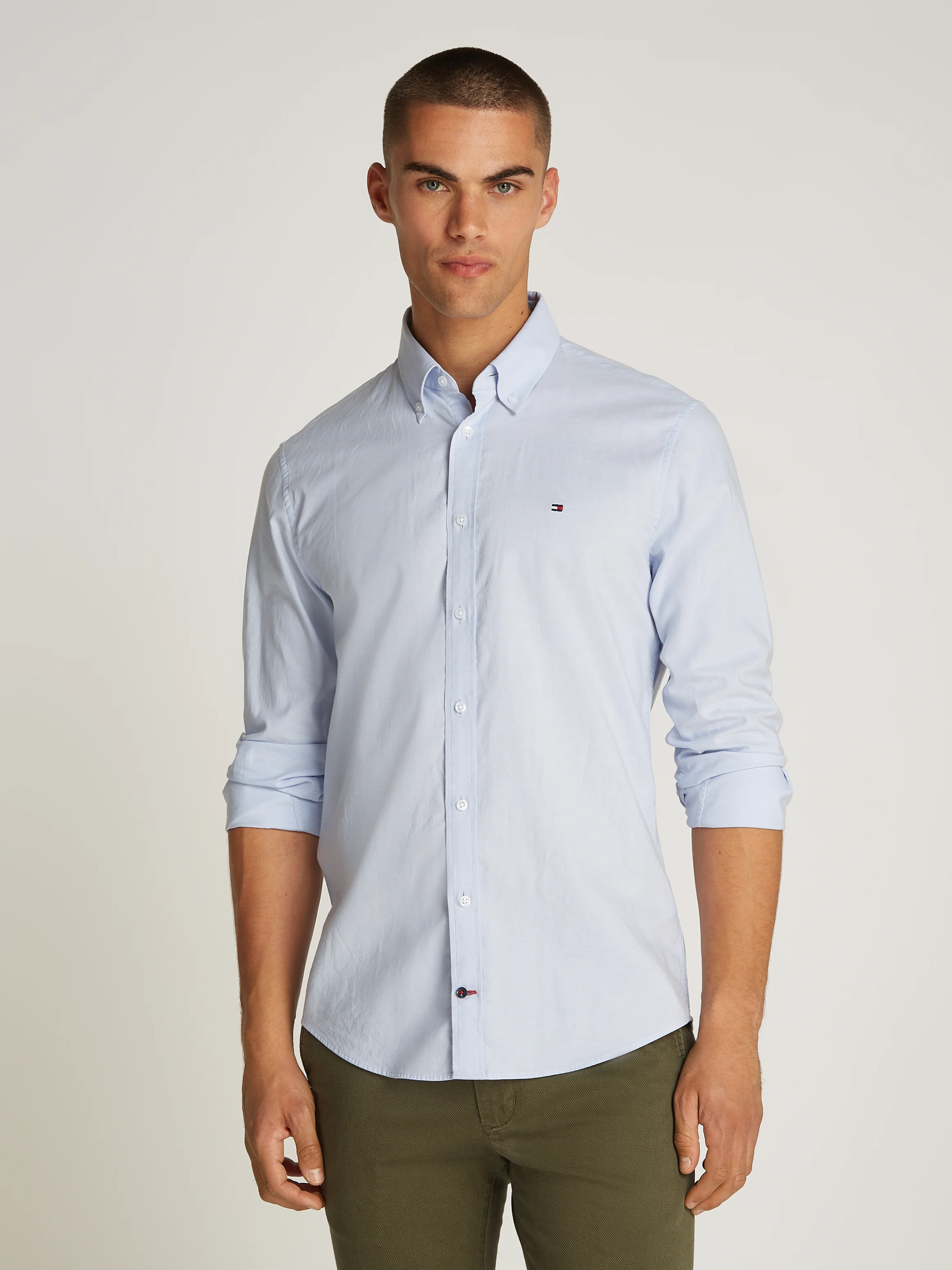 Chemise droite denim en coton | Bleu