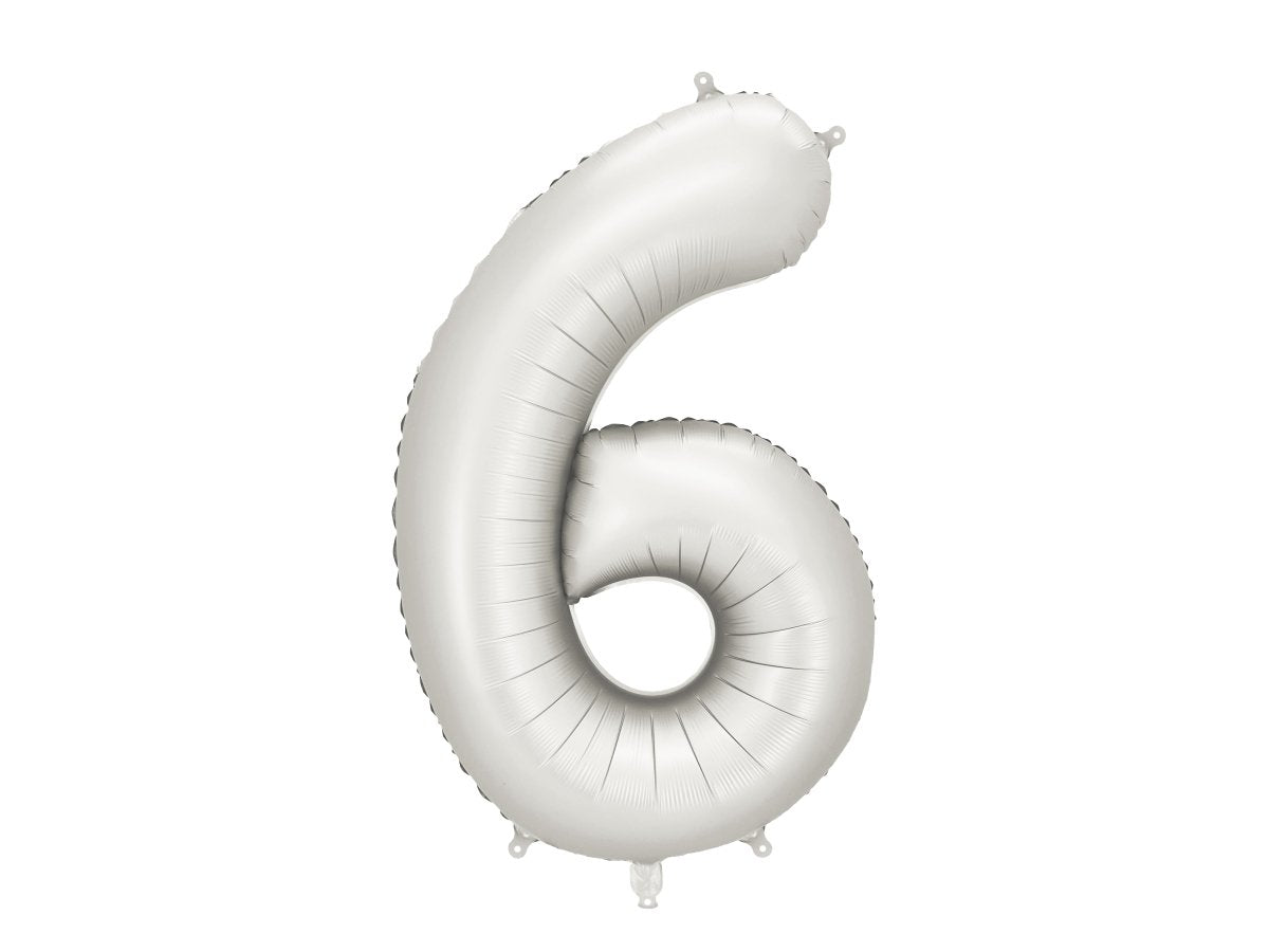 6 Jaar Cijfer Ballon Zilver Satijn Folie Leeg 86cm