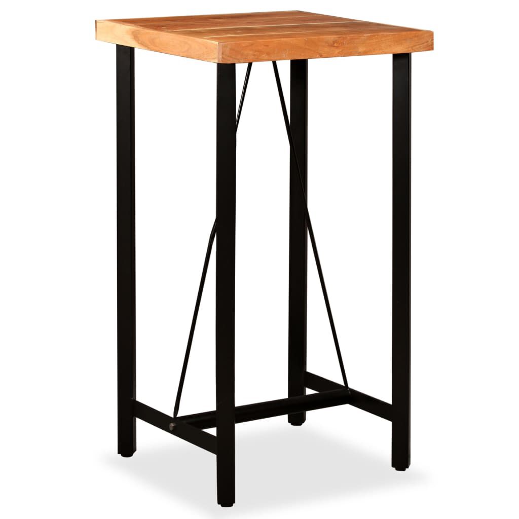 vidaXL 3-delige barset, massief acaciahout, leer en canvas