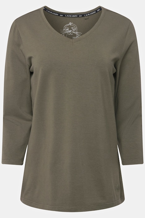 T-Shirt, V-Ausschnitt, 3/4-Ärmel, OEKO-TEX