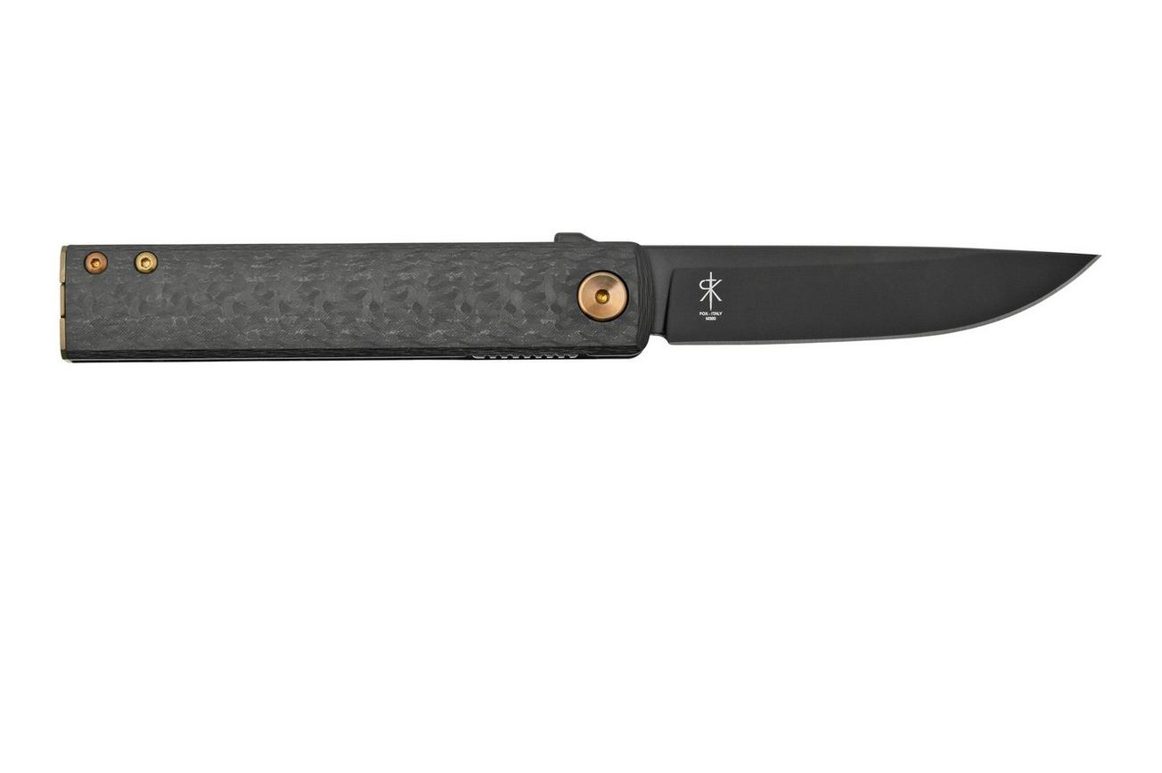 Fox Knives Chnops, FX-543 CFBR, Carbonfiber, Bronze Hardware, Black M390 zakmes, Riccardo Gobbato design