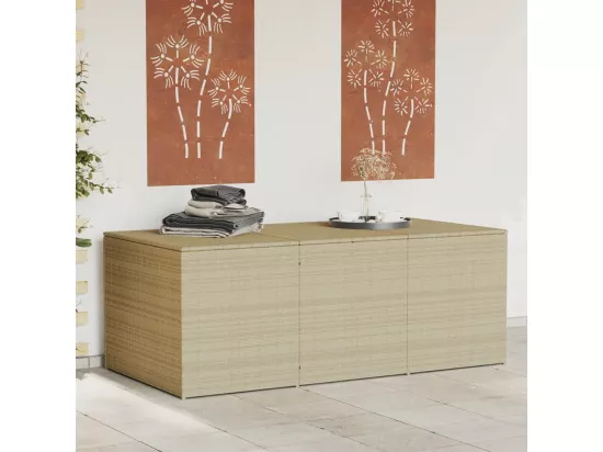 Boîte de rangement de jardin mélange beige 984L résine tressée