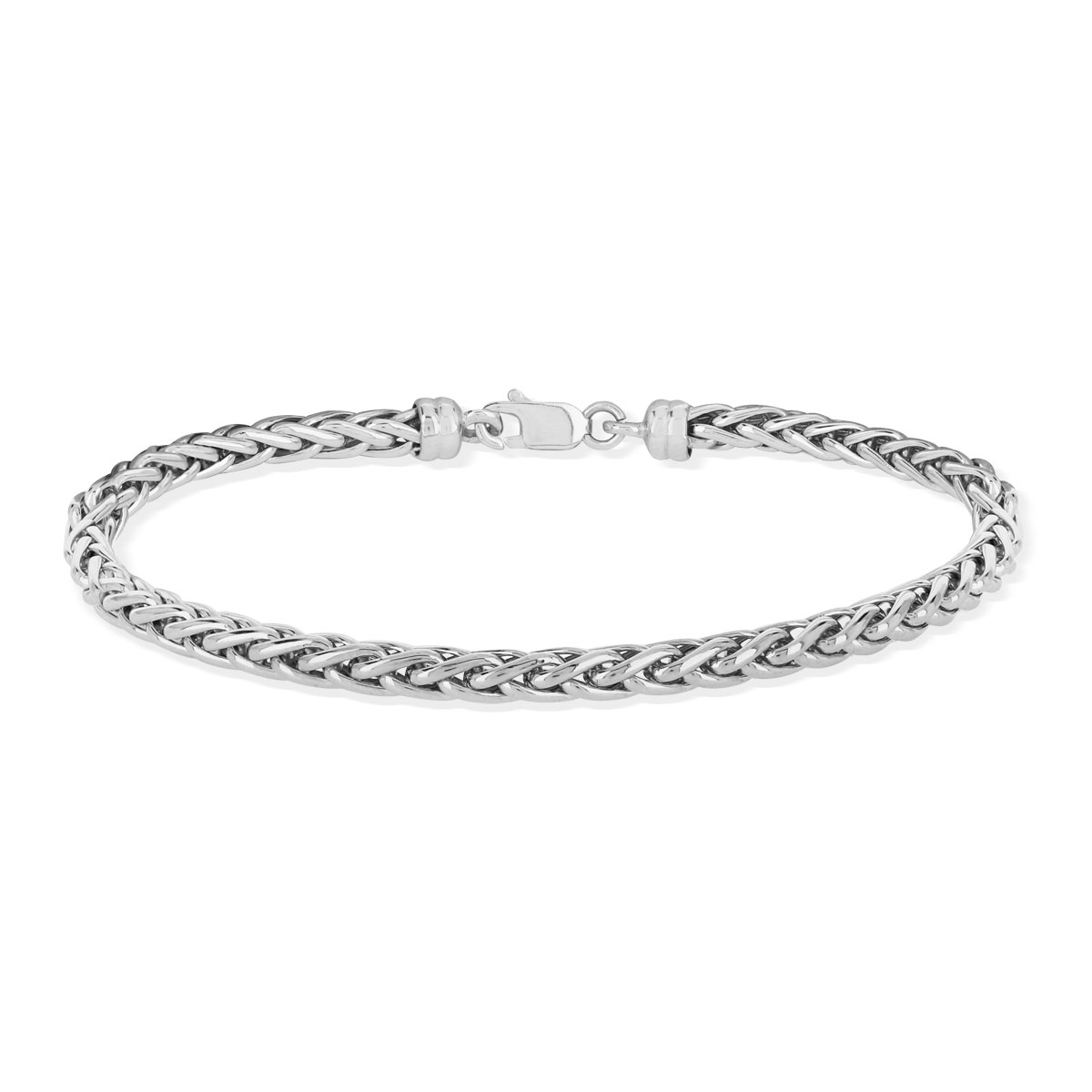 Bracelet or 375 blanc maille palmier 18,5 cm
