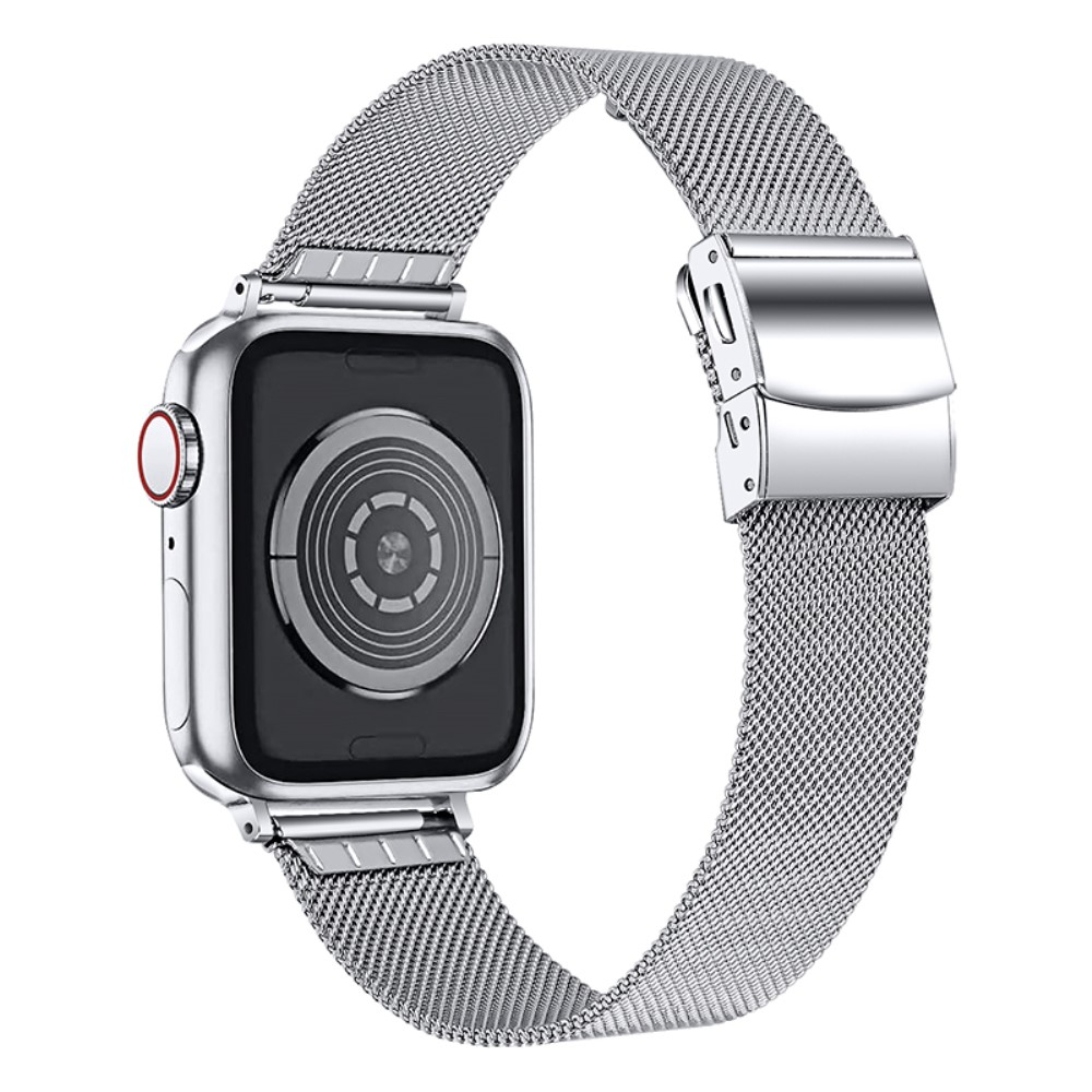 Apple Watch (49/46/45/44 mm) Edelstahl Milanaise Armband mit Butterfly Verschluss (Gelenkumfang: 175-245mm) - Silber