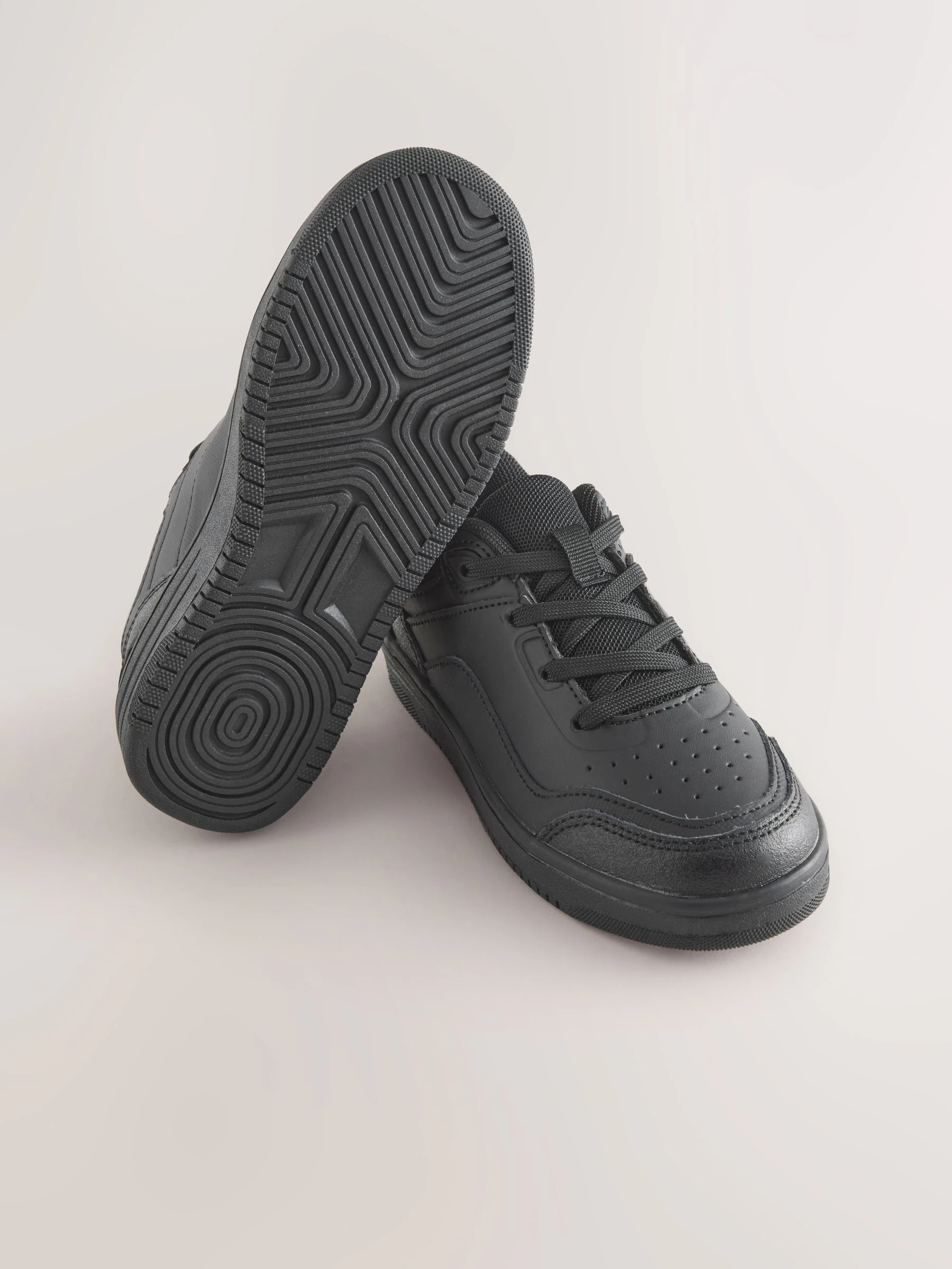 Zwart - School - Leren veterschoenen