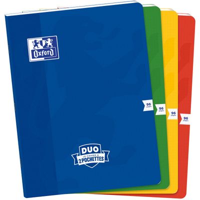 Oxford Duo - Cahier 24 x 32 cm - 96 pages - petits carreaux (5x5 mm) - disponible dans différentes couleurs
