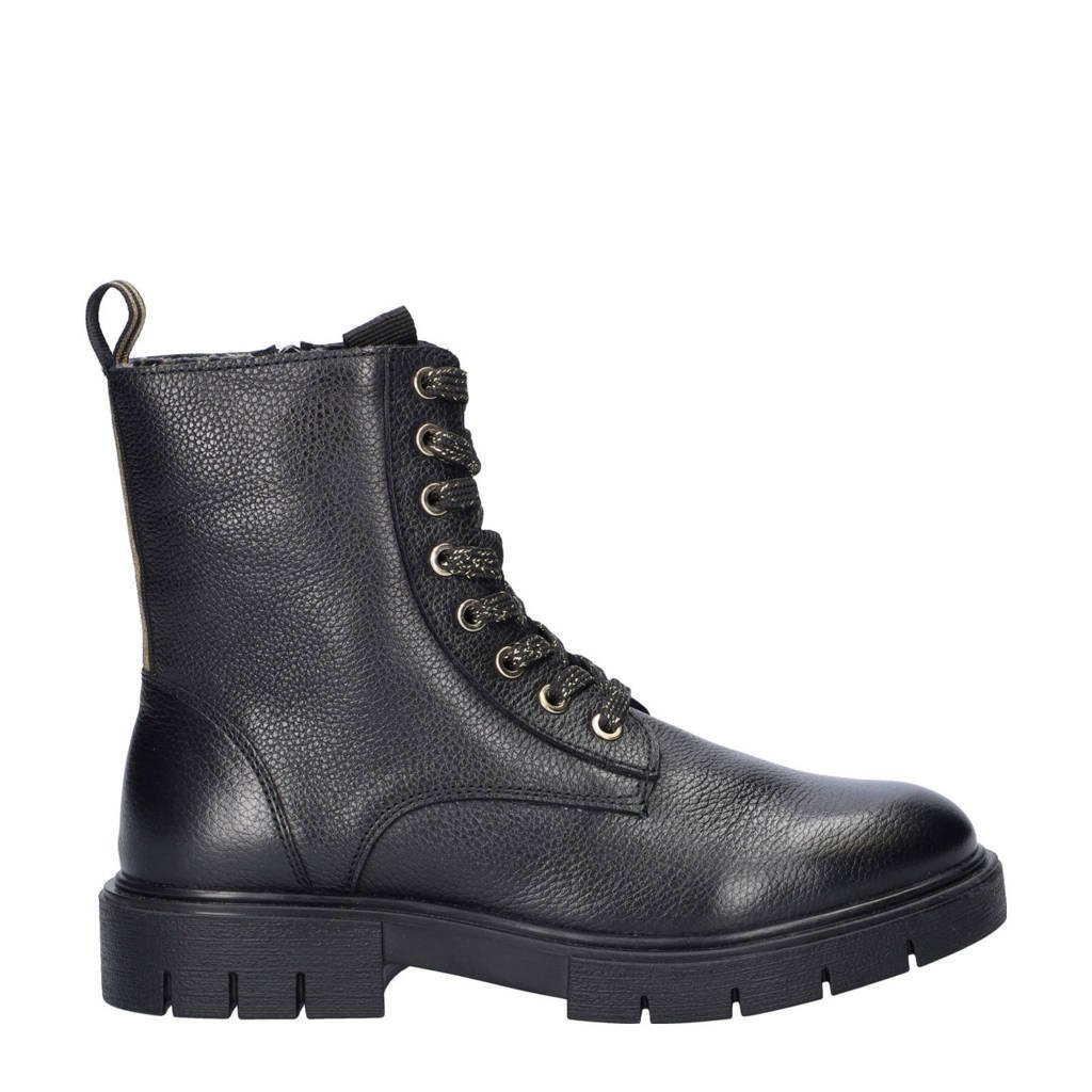 Nelson Kids leren veterboots zwart