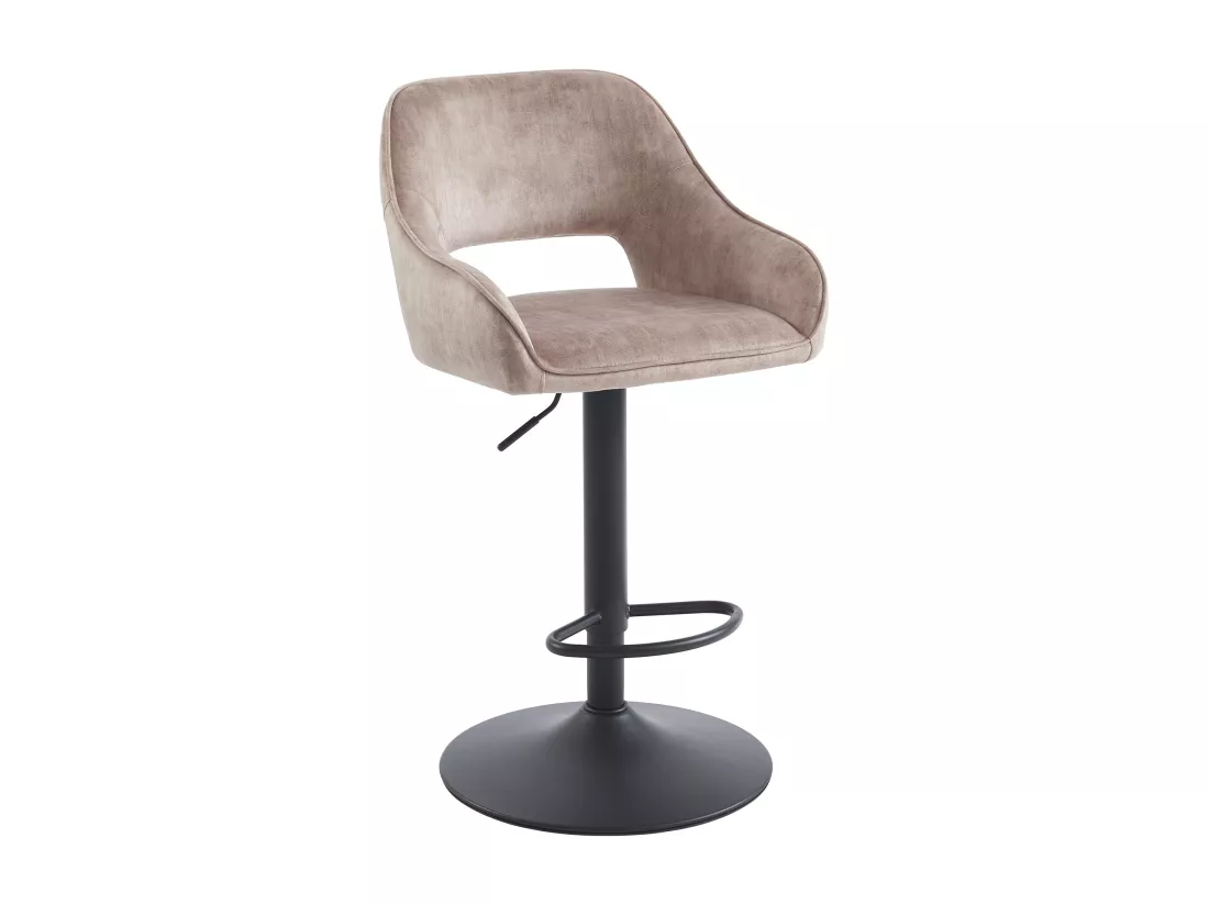 Lot de 2 tabourets de bar en tissu et métal noir - Hauteur réglable - Beige - ZINEA