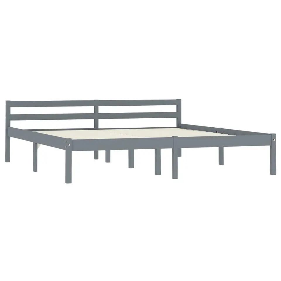vidaXL - Tweepersoonsbed - Grijs - Massief grenenhout - 180x200 cm