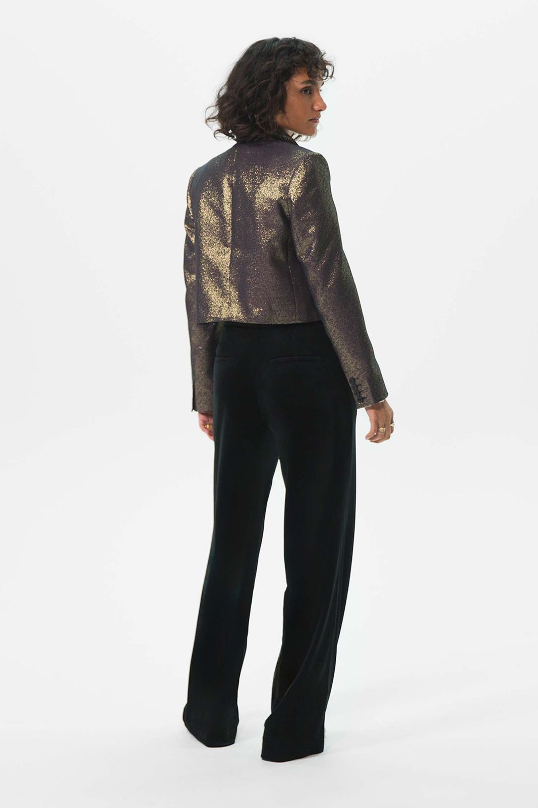 Gouden metallic cropped blazer