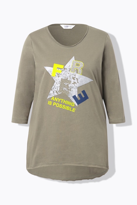 T-Shirt, Glitzer-Stern, offenkantige Abschlüsse