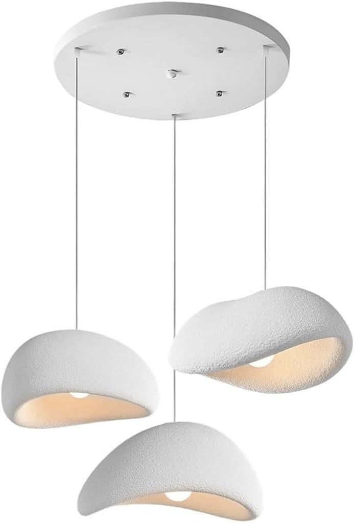 Wabi Sabi Pendelleuchte E27 Moderne Hängeleuchte 3 Flammig Weiß Unregelmäßiges Design Höhenverstellbar Für Esstisch Wohnzimmer Esszimmer Schlafzimmer Küche Café Inselbeleuchtung Kronleuchter(A)