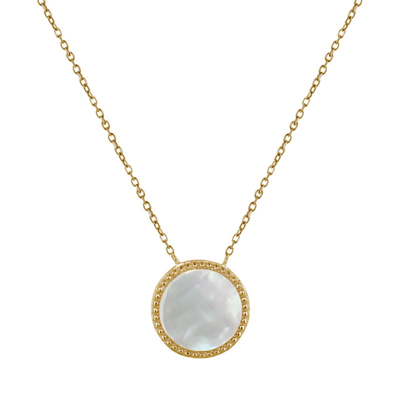 Collier Plaqué Or Rond de Nacre Ivoire