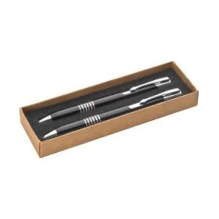 Macma Schreibset aus Metall, bestehend aus Kugelschreiber + Druckbleistift, schwarz