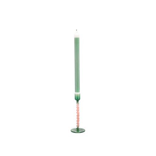 Villa Collection Style Glaslysestage, Green/Rose