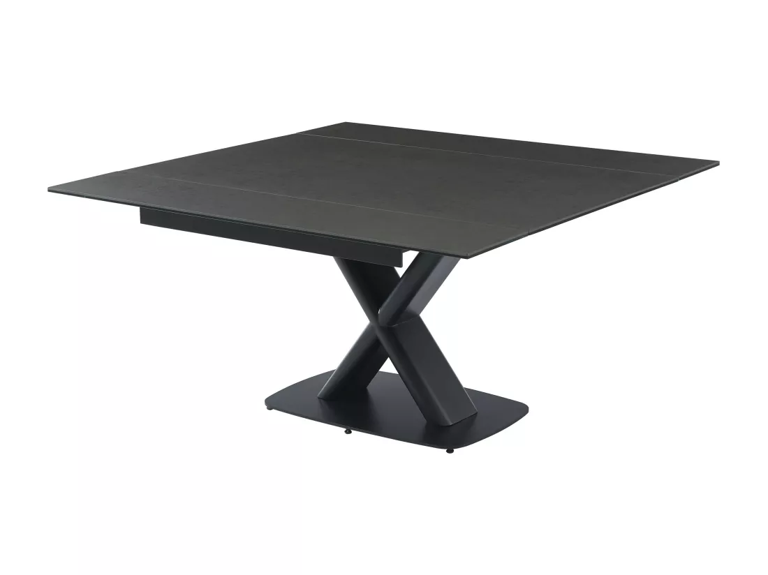 Table à manger extensible 6 à 8 personnes en céramique, verre trempé et métal - Anthracite et Noir - MIAZELO de Maison Céphy