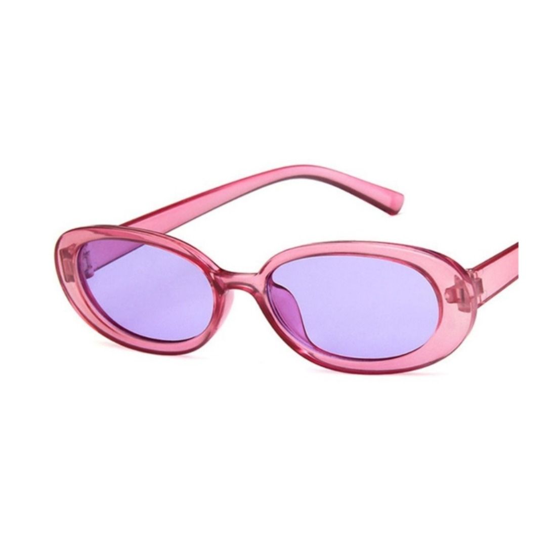 Retro Sonnenbrille Fashion Accessoire Schmale Sunglasses mit Getönten Gläsern - Pink / Lila (Oval)