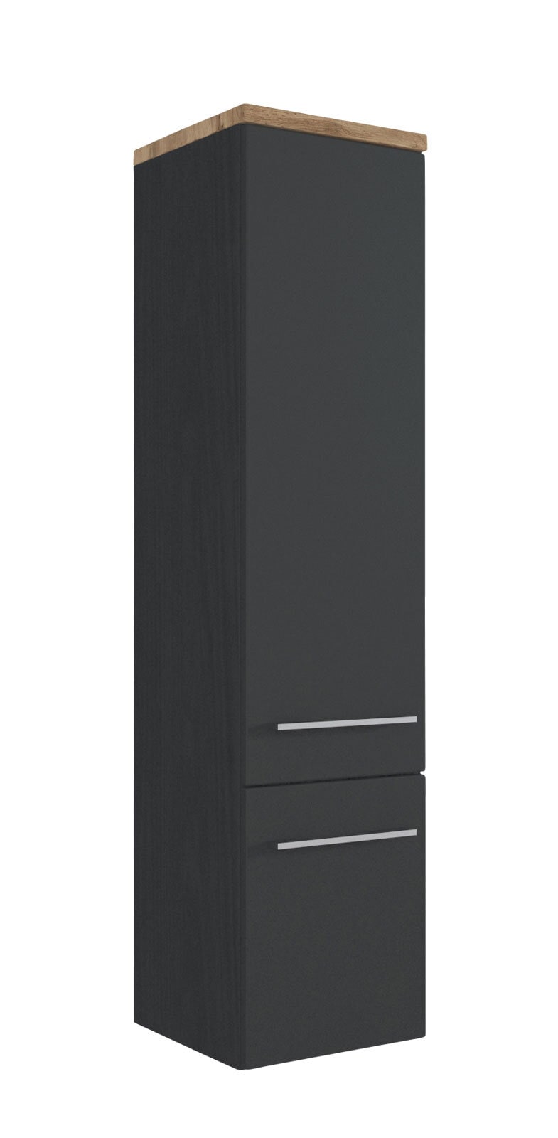 Midischrank Davos Front Grau matt/Korpus Grau, Wotan Eiche-Optik 30x130x35 cm