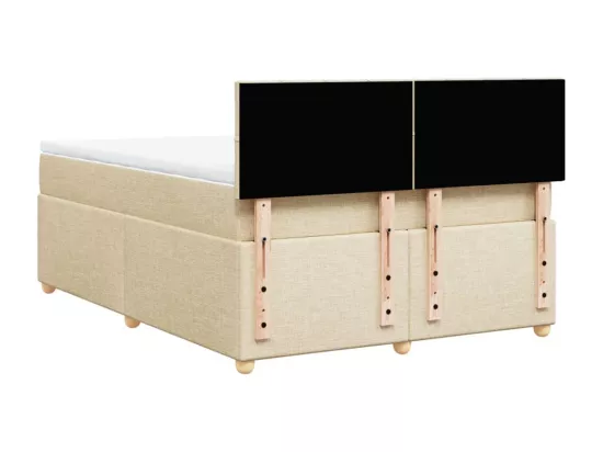 Sommier à lattes de lit avec matelas Crème 140x190 cm Tissu