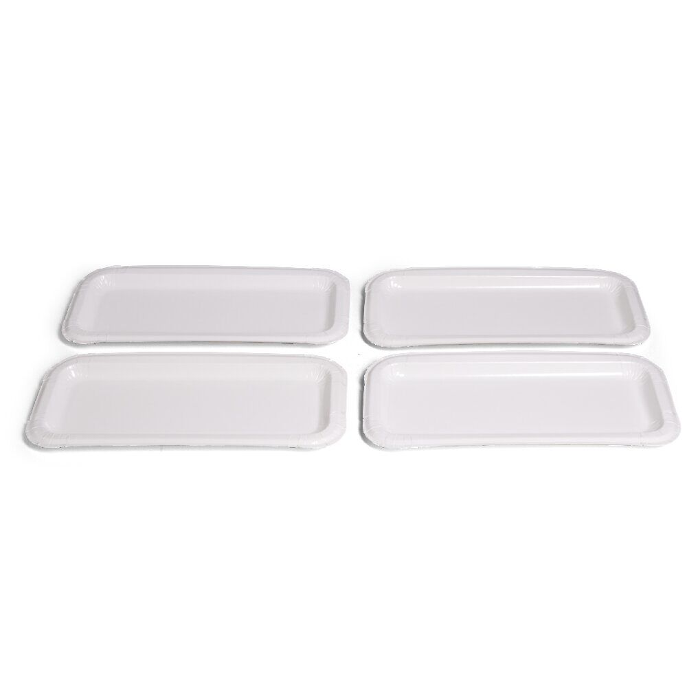 Plat à cake x4 en carton blanc 15,5x34cm