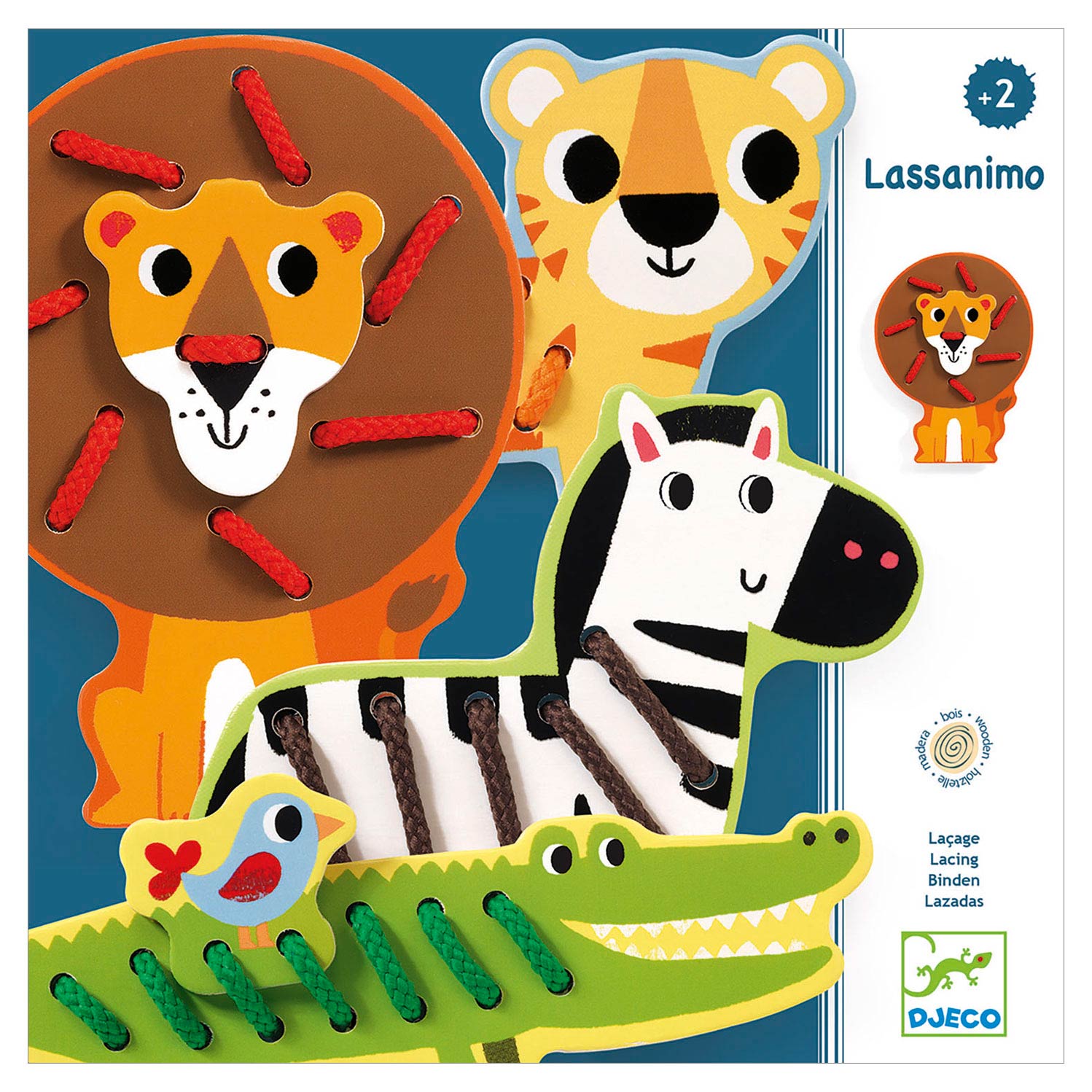 Djeco Houten Rijgpuzzel Dieren