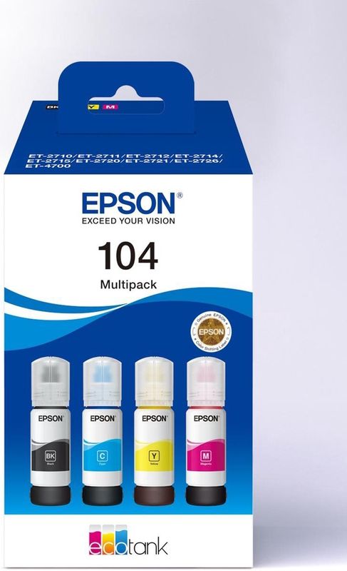 Epson - Inktfles 104 - Eco Tank - Multipack - BK/C/M/Y
