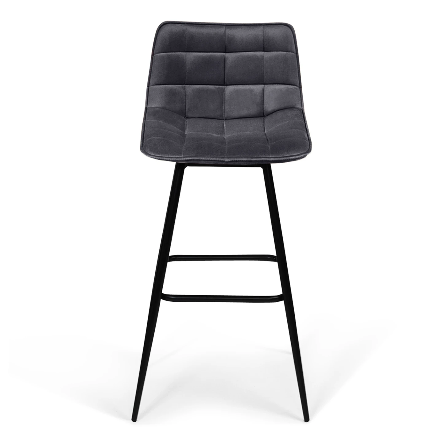 Lot de 4 tabourets de bar MADY en velours gris foncé