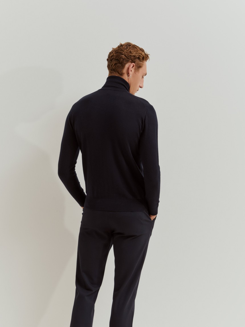 Camisola de gola alta com mistura de lã e algodão
