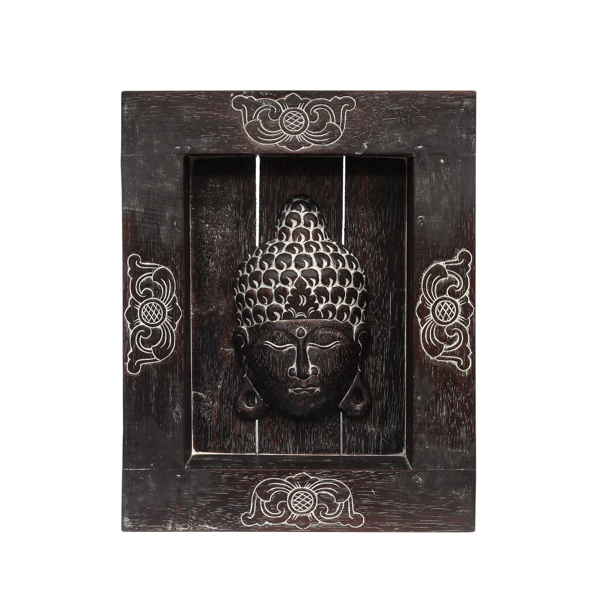 Buddha-Maske im Rahmen, B 45 cm, H 56 cm, L 11 cm von fischer's lagerhaus